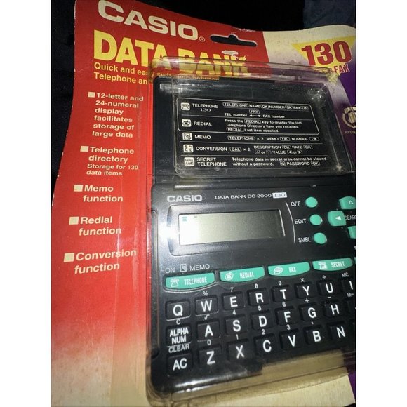 Vintage Casio Data Bank DC-2000-s 130 Tel & Fax Hand Held Digital Organizer - Picture 2 of 4